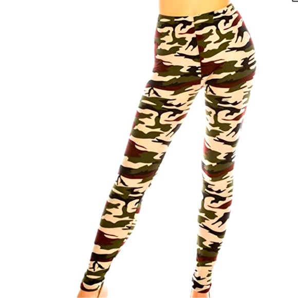 CAMOUFLAGE LEGGINGS WOMEN COLOR ARMY SIZE OS - Picture 2 of 6